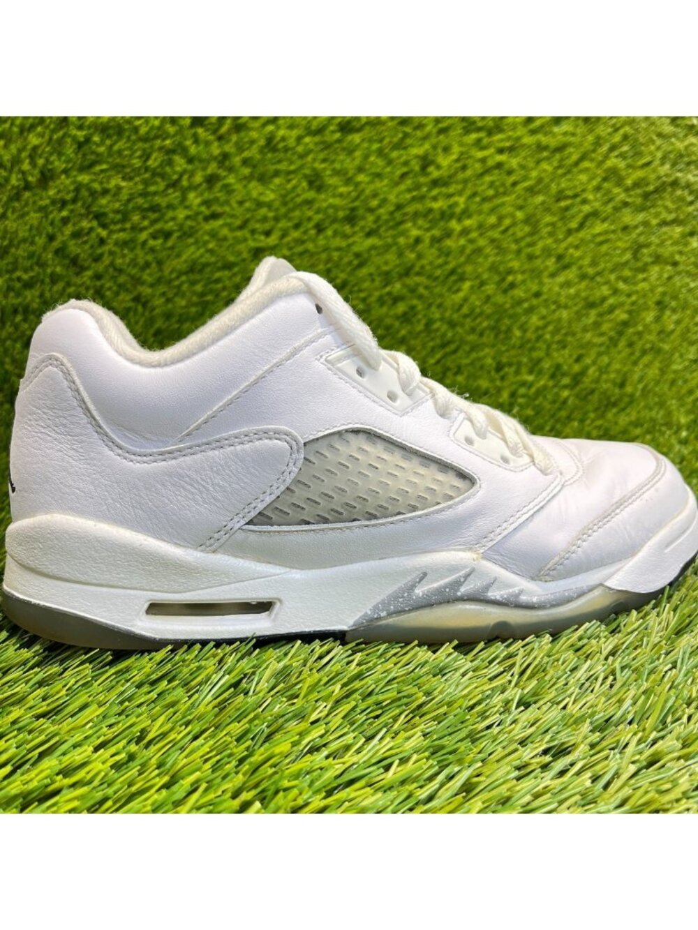 Nike Air Jordan 5 Retro Low Boys Size 5.5Y White Gray Basketball Shoes Sneakers